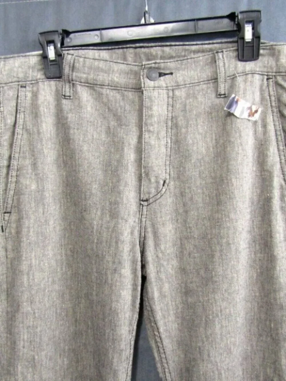 Levis Linen Cotton Blend Pants Mens 31 Measure 33 x 29 Black Beige Raw Hem New
